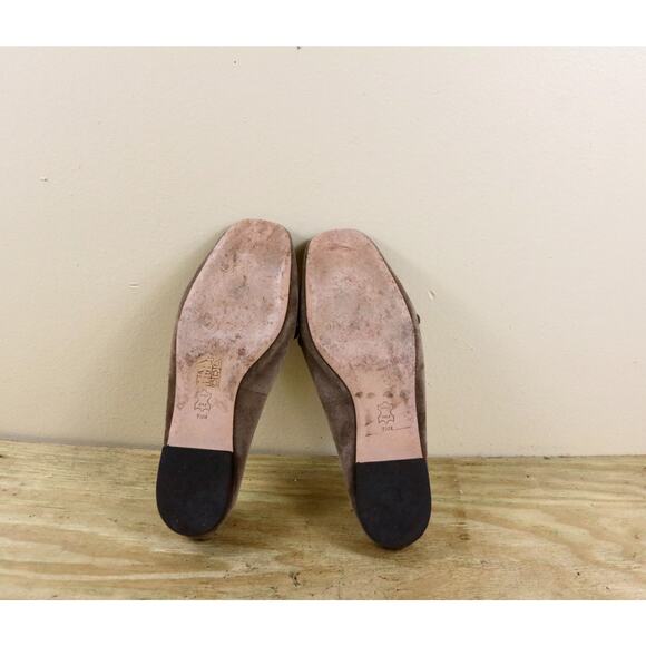 Tory Burch Loafers 7.5M Brown Distressed Suede Leather Metal Miller - Picture 5 of 7